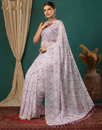 White Georgette Printed Saree