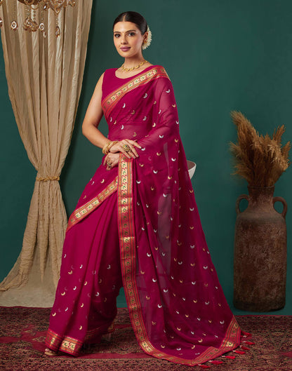 Rani Pink Georgette Embroidery Saree
