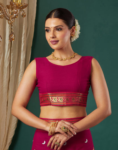 Rani Pink Georgette Embroidery Saree