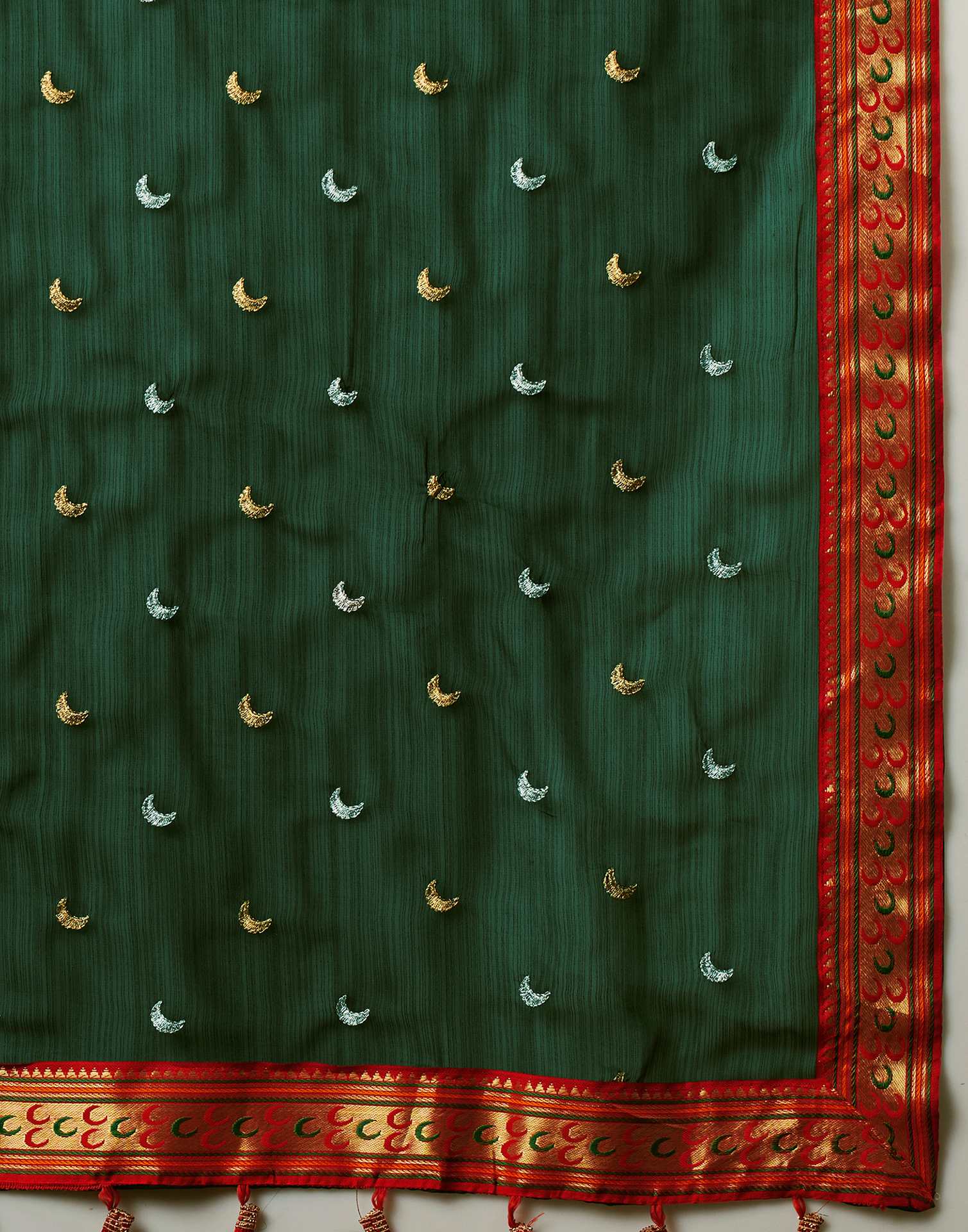 Dark Green Georgette Embroidery Saree