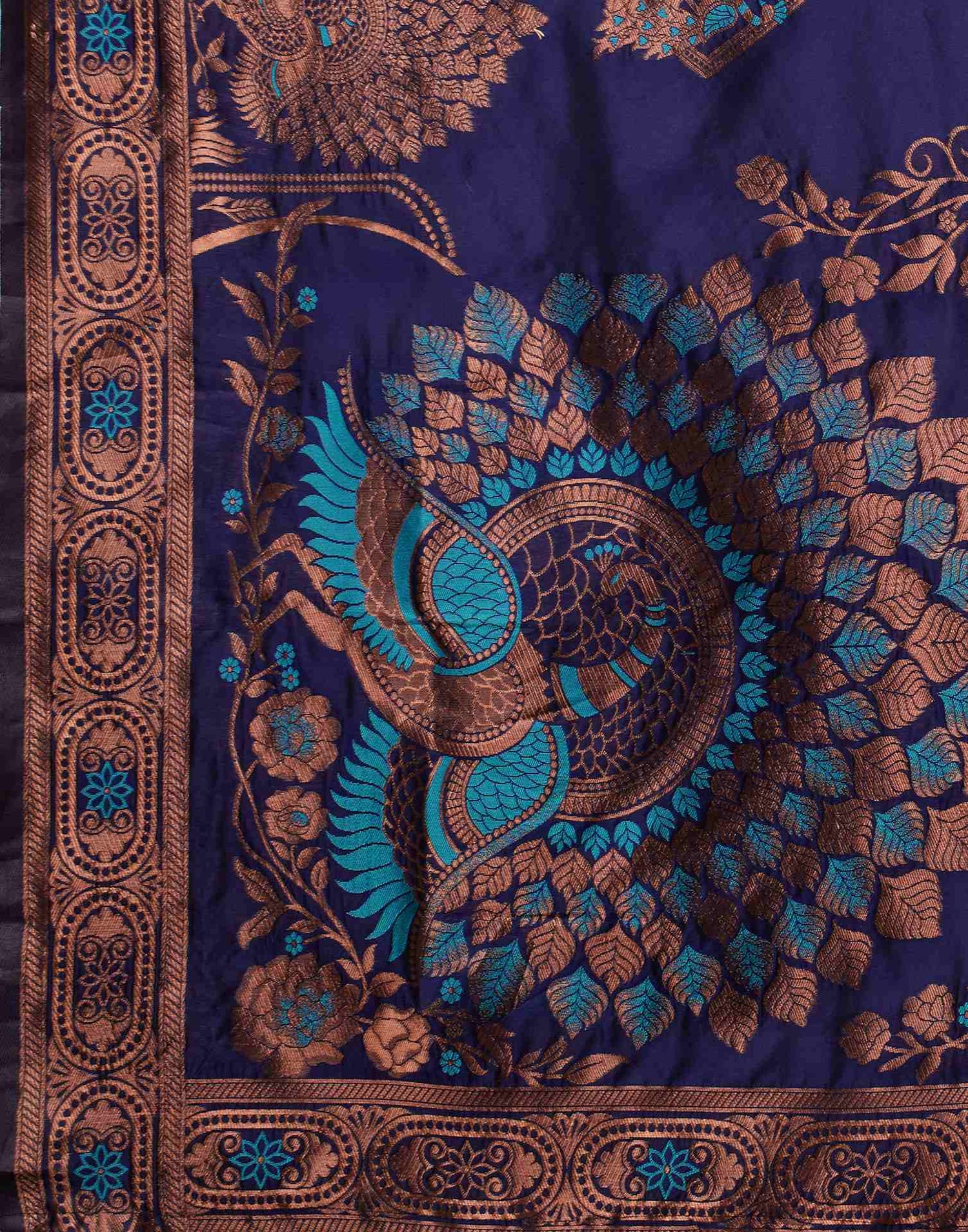 Navy Blue Silk Woven Banarasi Saree