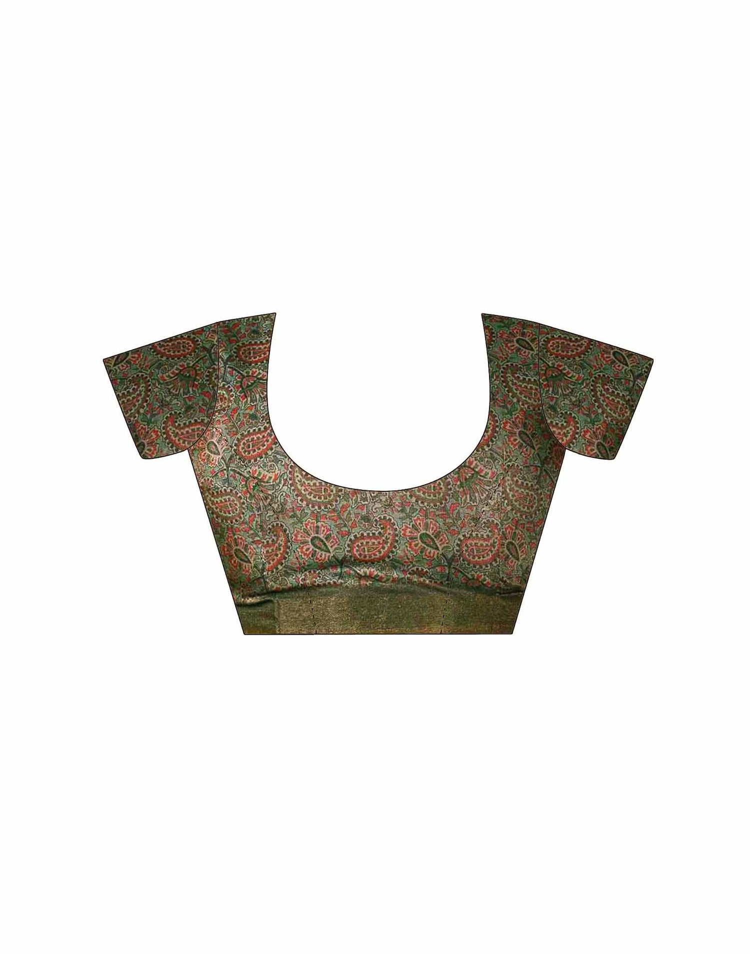 Dark Green Shimmer Silk Printed Saree