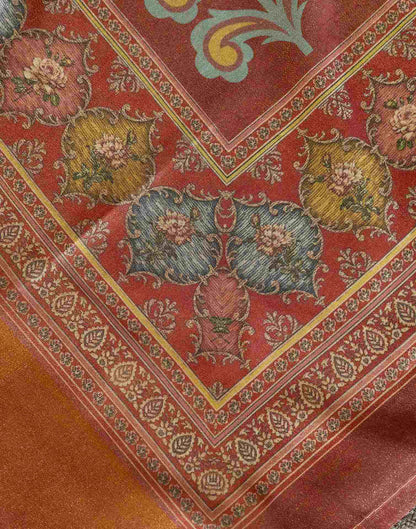 Beige Shimmer Silk Printed Saree
