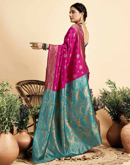 Rani Pink Silk Woven Banarasi Saree