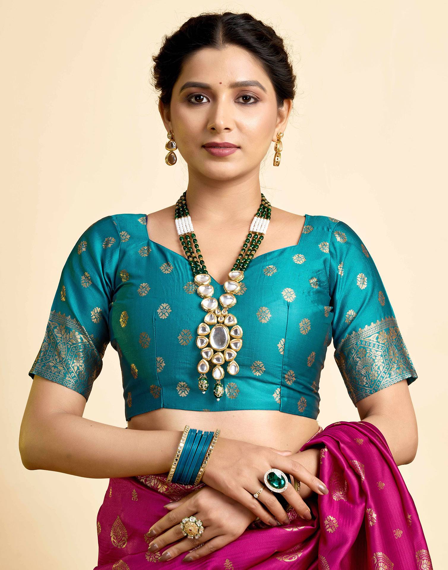 Rani Pink Silk Woven Banarasi Saree