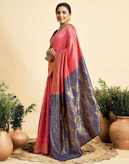 Pink Silk Woven Banarasi Saree