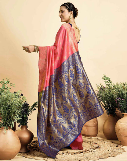 Pink Silk Woven Banarasi Saree