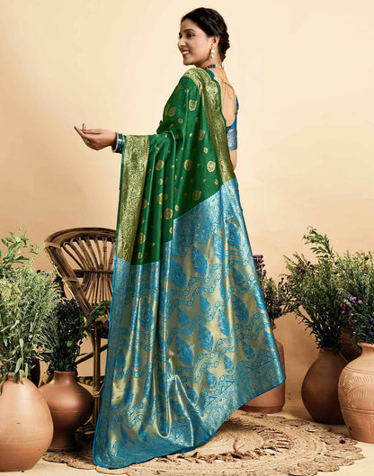Dark Green Silk Woven Banarasi Saree