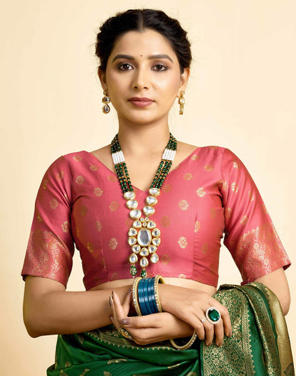 Dark Green Silk Woven Banarasi Saree