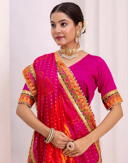 Turmeric Yellow Silk Printed Bandhani Saree