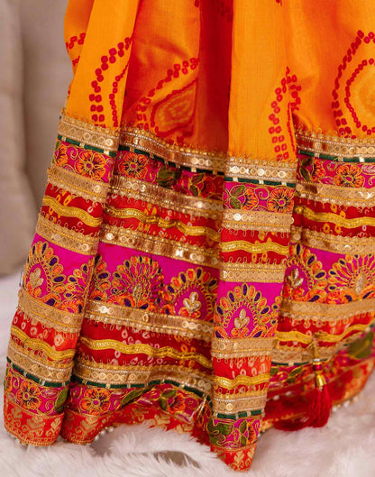 Turmeric Yellow Silk Printed Bandhani Saree