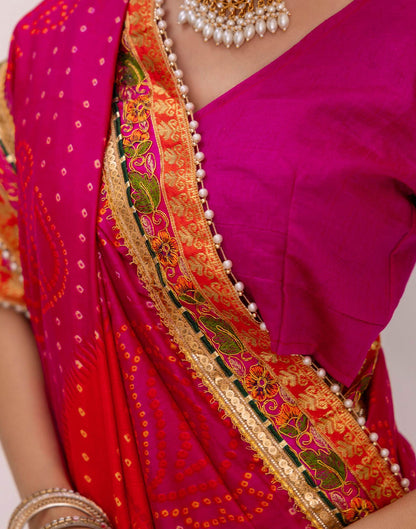 Turmeric Yellow Silk Printed Bandhani Saree