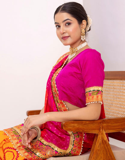 Turmeric Yellow Silk Printed Bandhani Saree