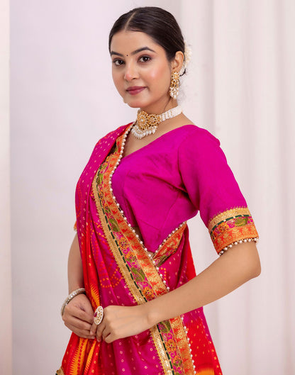 Turmeric Yellow Silk Printed Bandhani Saree