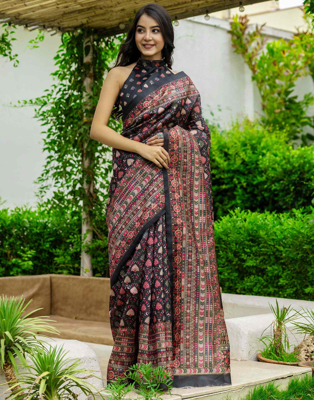 Black Silk Printed Saree