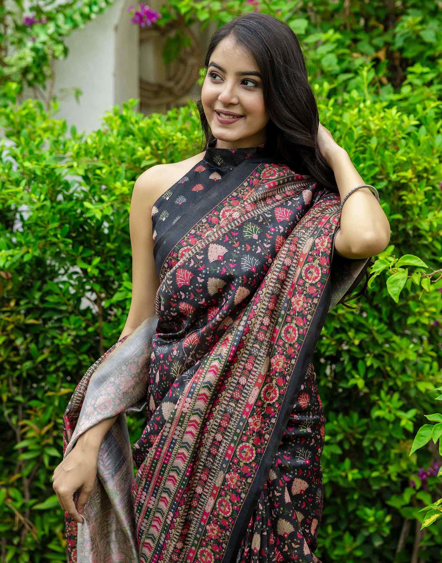 Black Silk Printed Saree