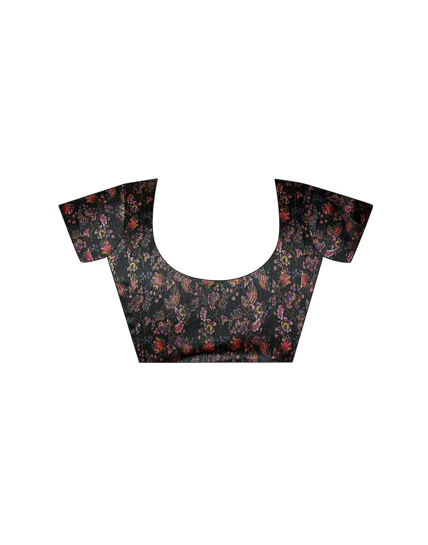 Black Silk Floral Printed Saree