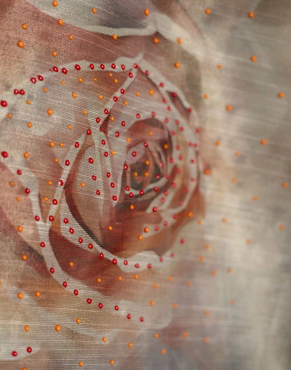 Grey Simmer Floral Printed Saree