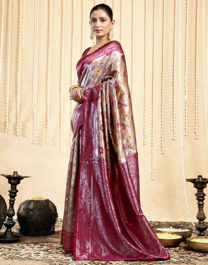 Dark Beige Silk Woven Saree