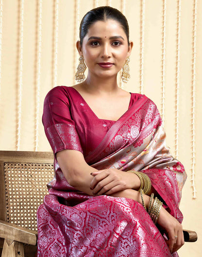 Dark Beige Silk Woven Saree