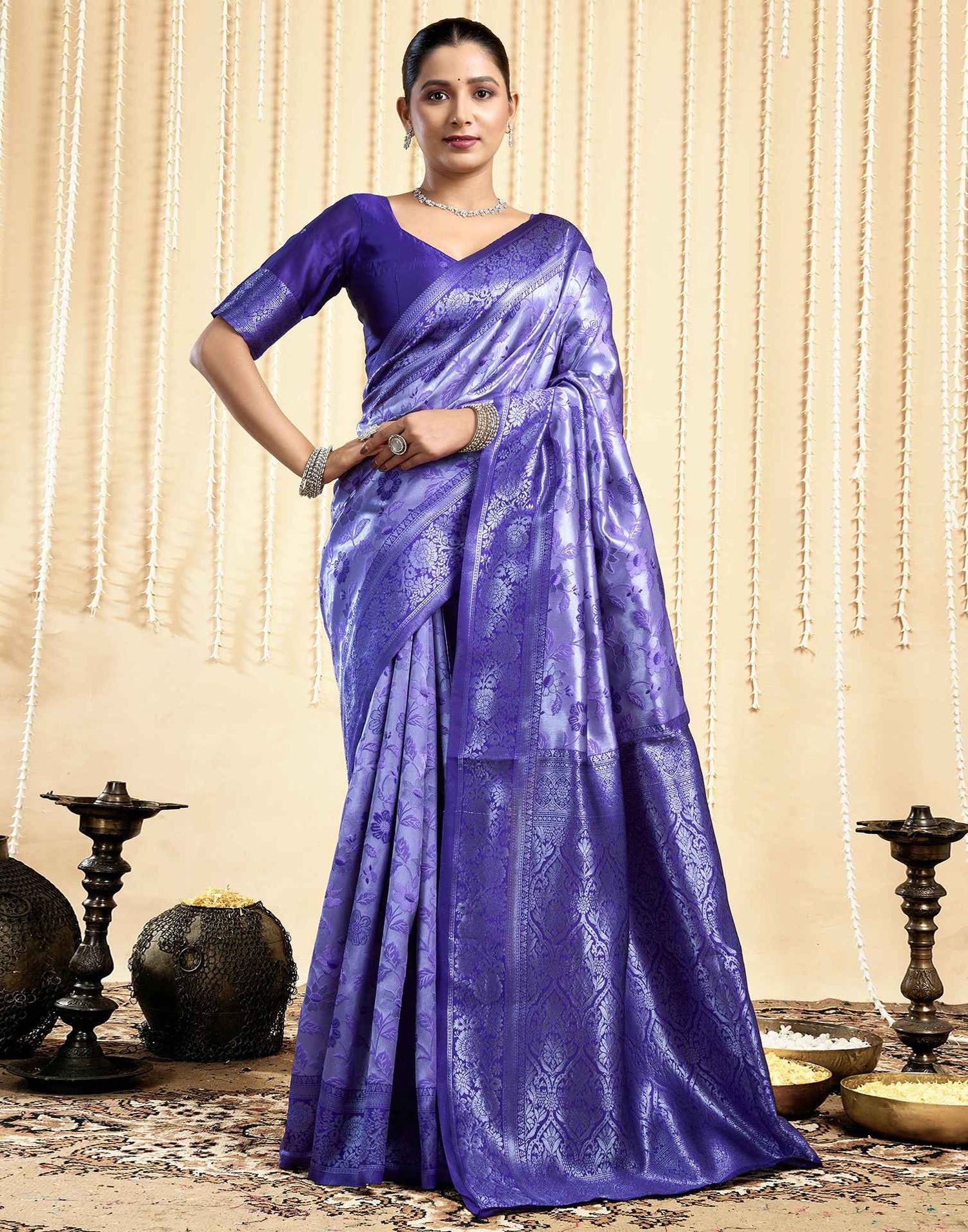 Violet Silk Woven Saree