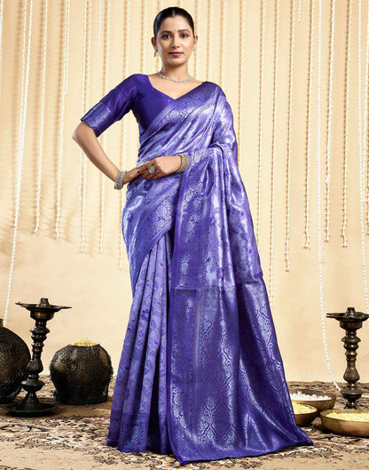 Violet Silk Woven Saree