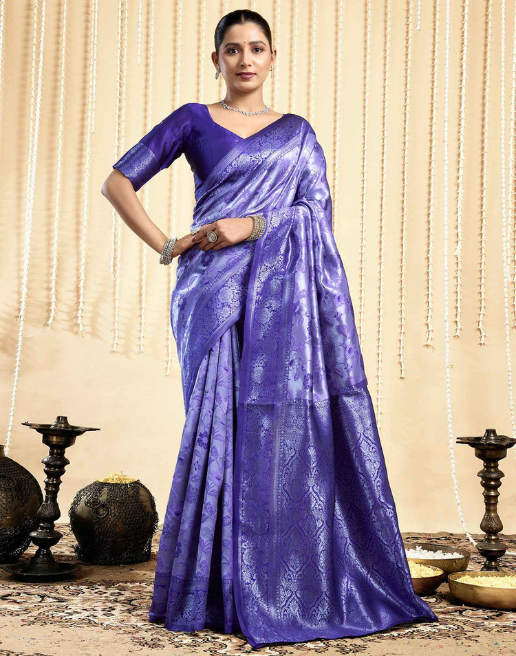 Violet Silk Woven Banarasi Saree