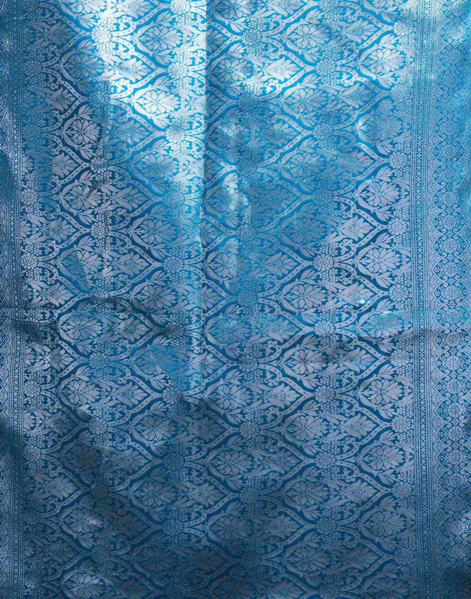 Turquoise Silk Woven Saree