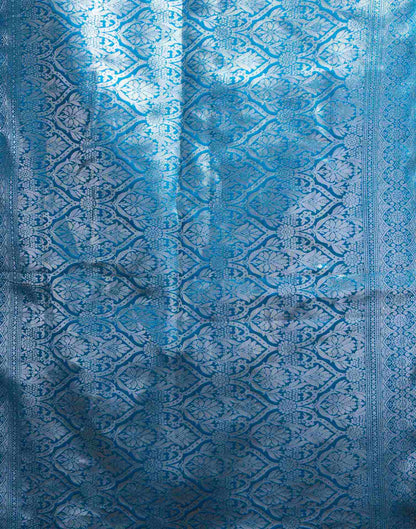Turquoise Silk Woven Saree