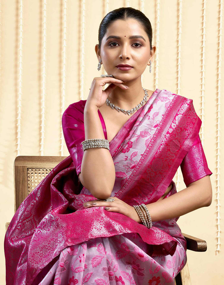Rani Pink Silk Woven Banarasi Saree