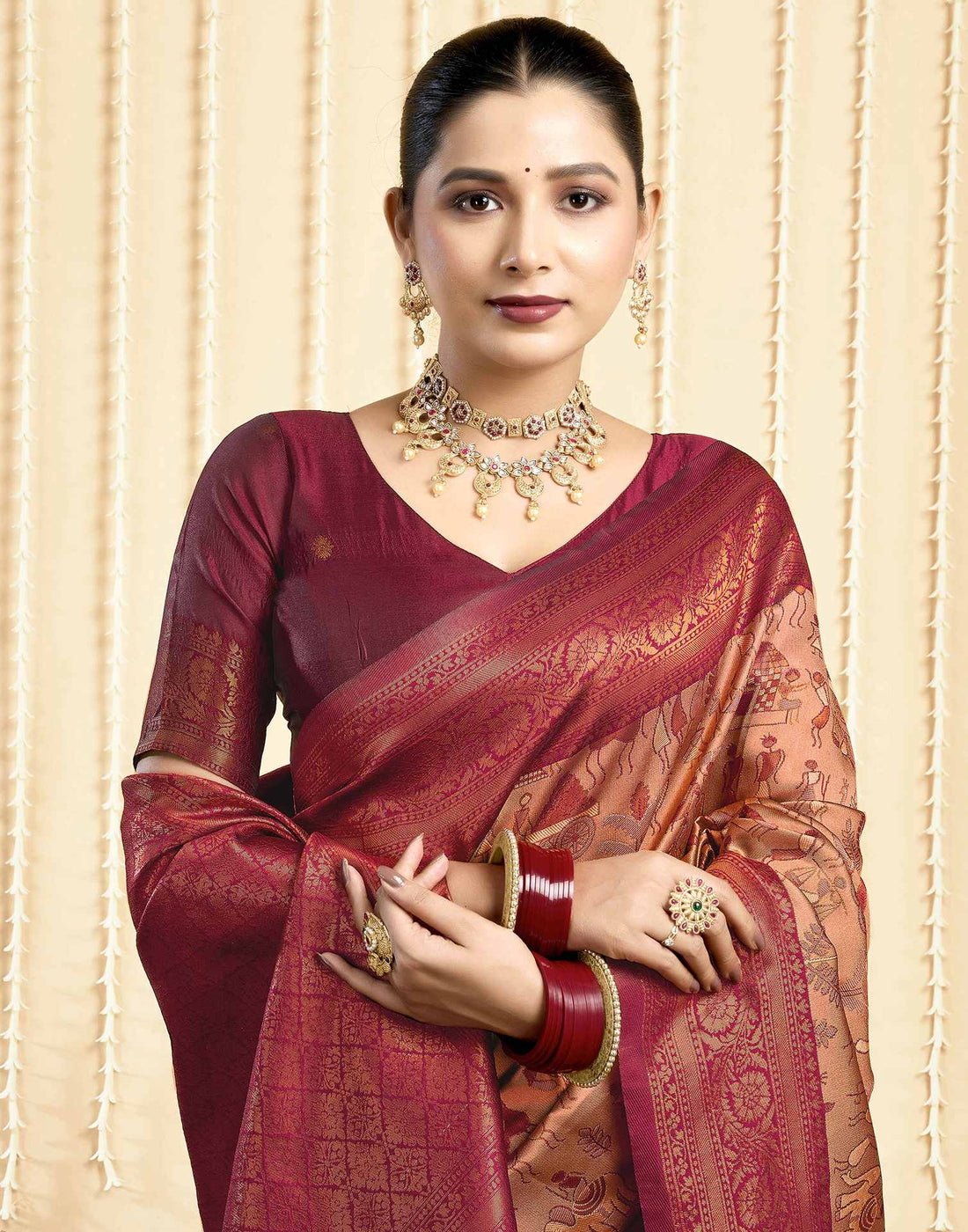 Light Brown Silk Woven Saree