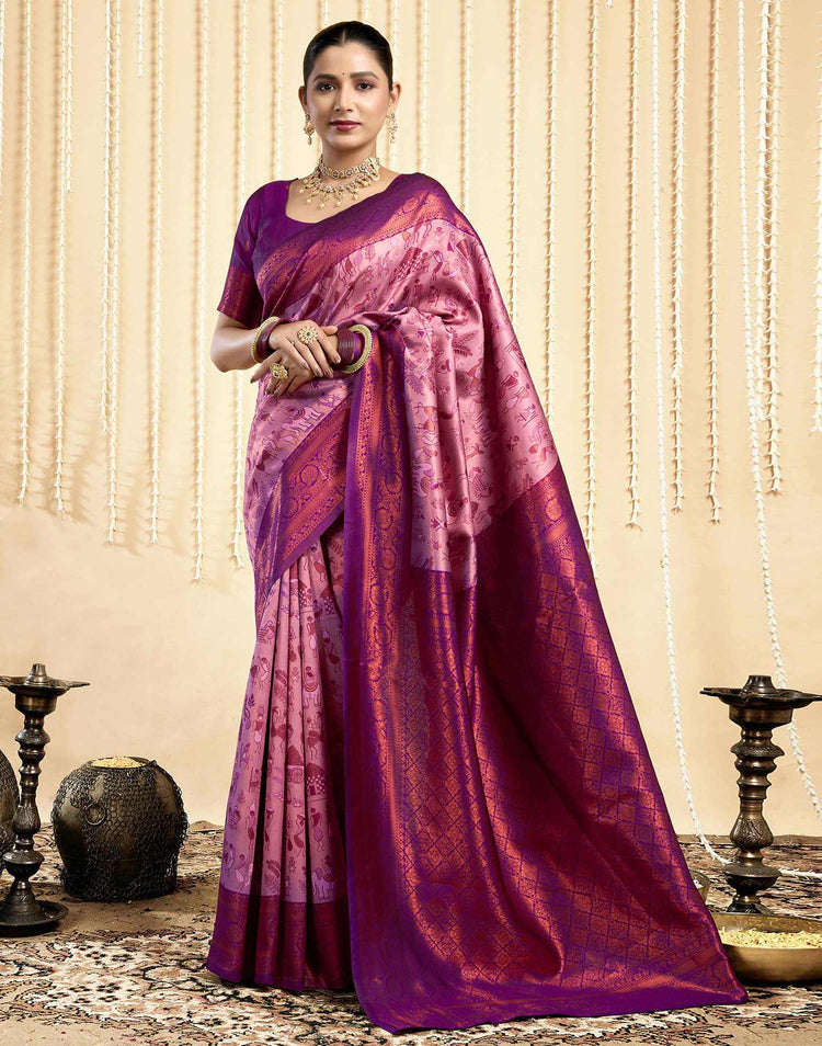 Mauve Silk Woven Banarasi Saree