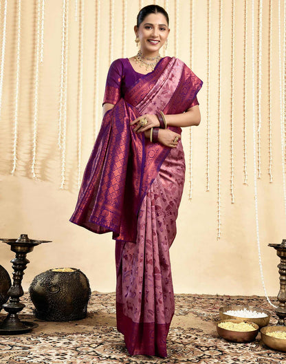 Mauve Silk Woven Saree
