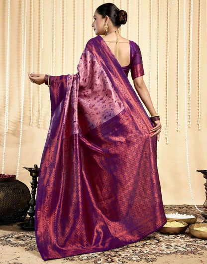 Mauve Silk Woven Saree