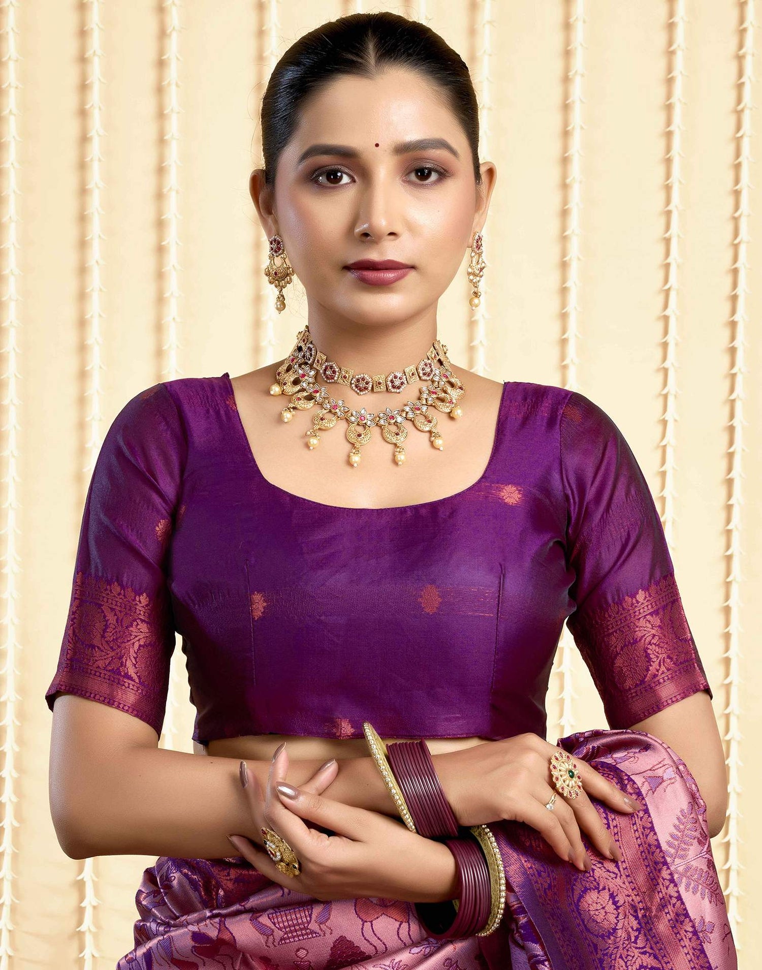 Mauve Silk Woven Saree
