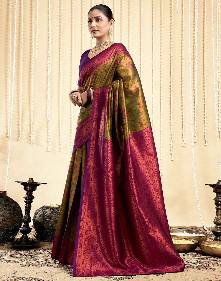 Green Silk Woven Banarasi Saree