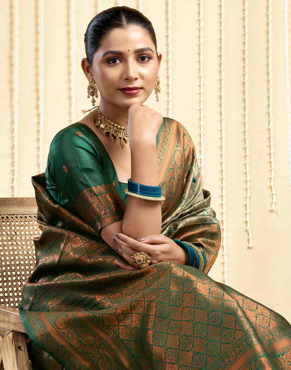 Pista Green Silk Woven Saree