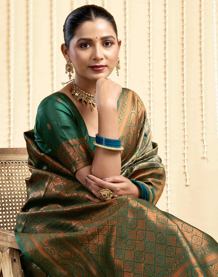 Pista Green Silk Woven Banarasi Saree