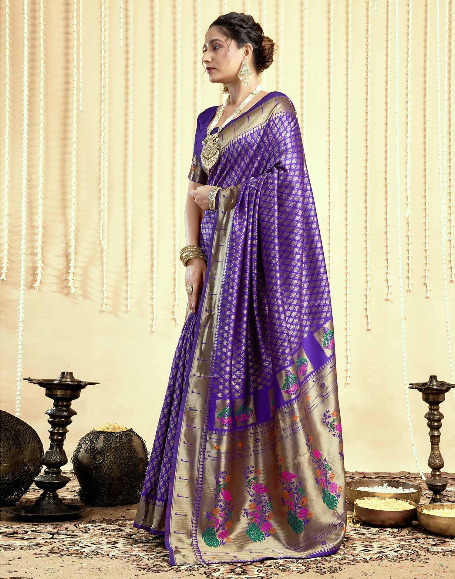 Royal Blue Silk Woven Paithani Saree