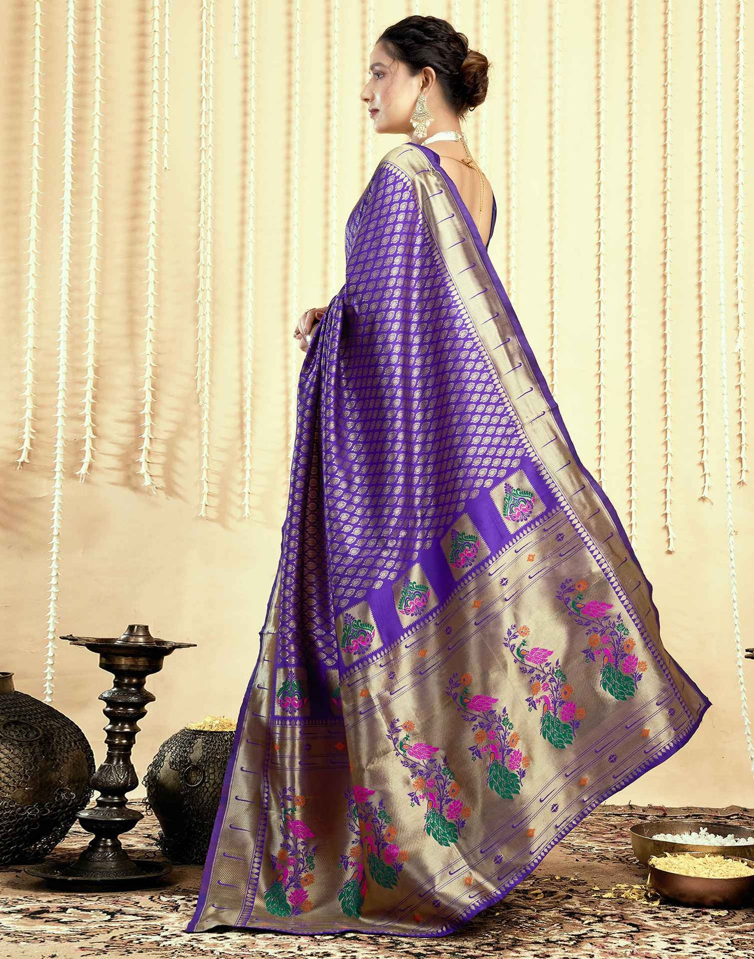 Royal Blue Silk Woven Paithani Saree