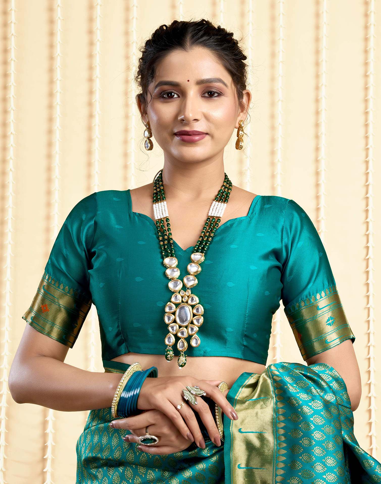 Teal Green Silk Woven Paithani Saree