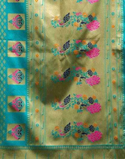 Teal Green Silk Woven Paithani Saree