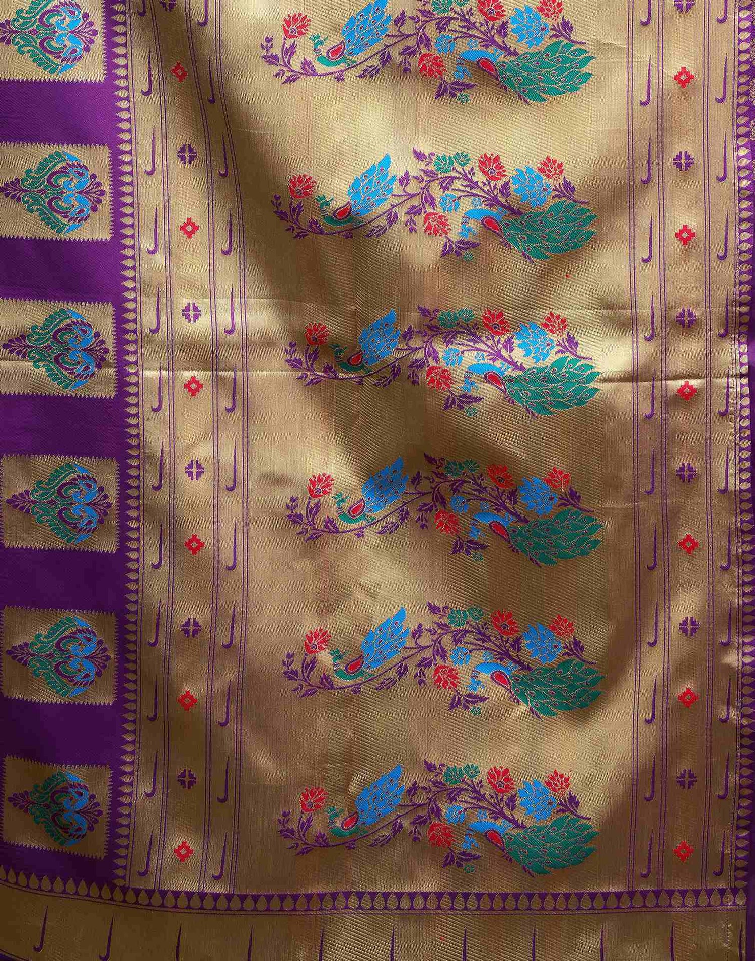 Dark Violet Silk Woven Paithani Saree