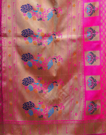 Bright Pink Silk Woven Paithani Saree