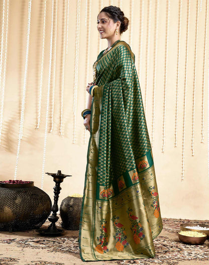 Dark Green Silk Woven Paithani Saree
