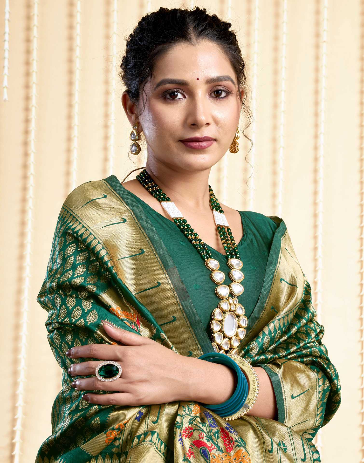 Dark Green Silk Woven Paithani Saree