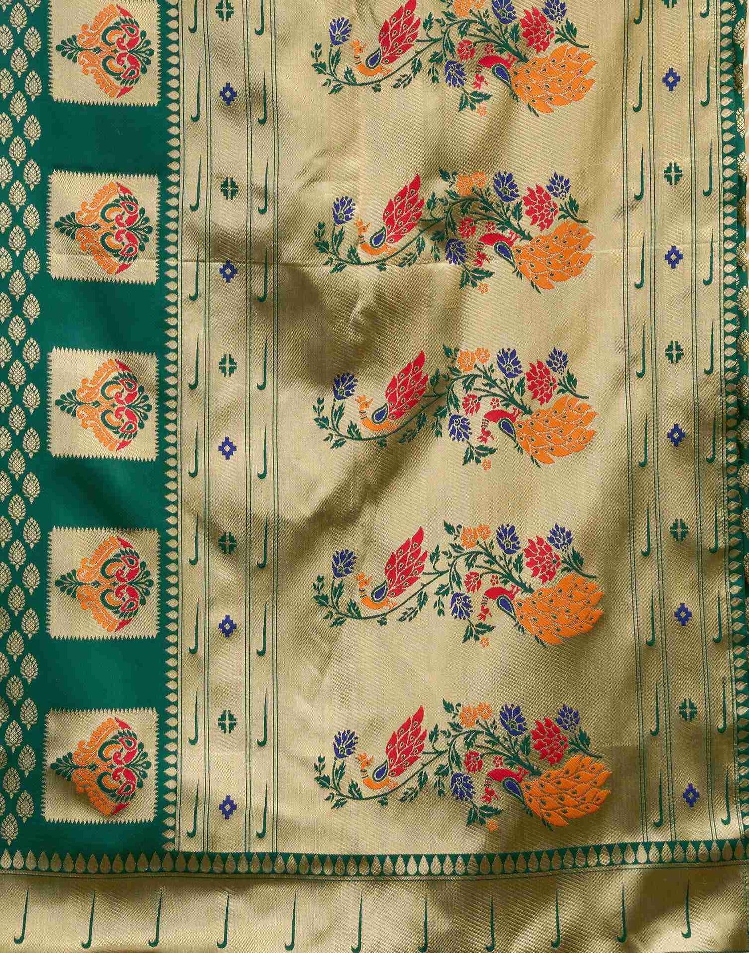 Dark Green Silk Woven Paithani Saree