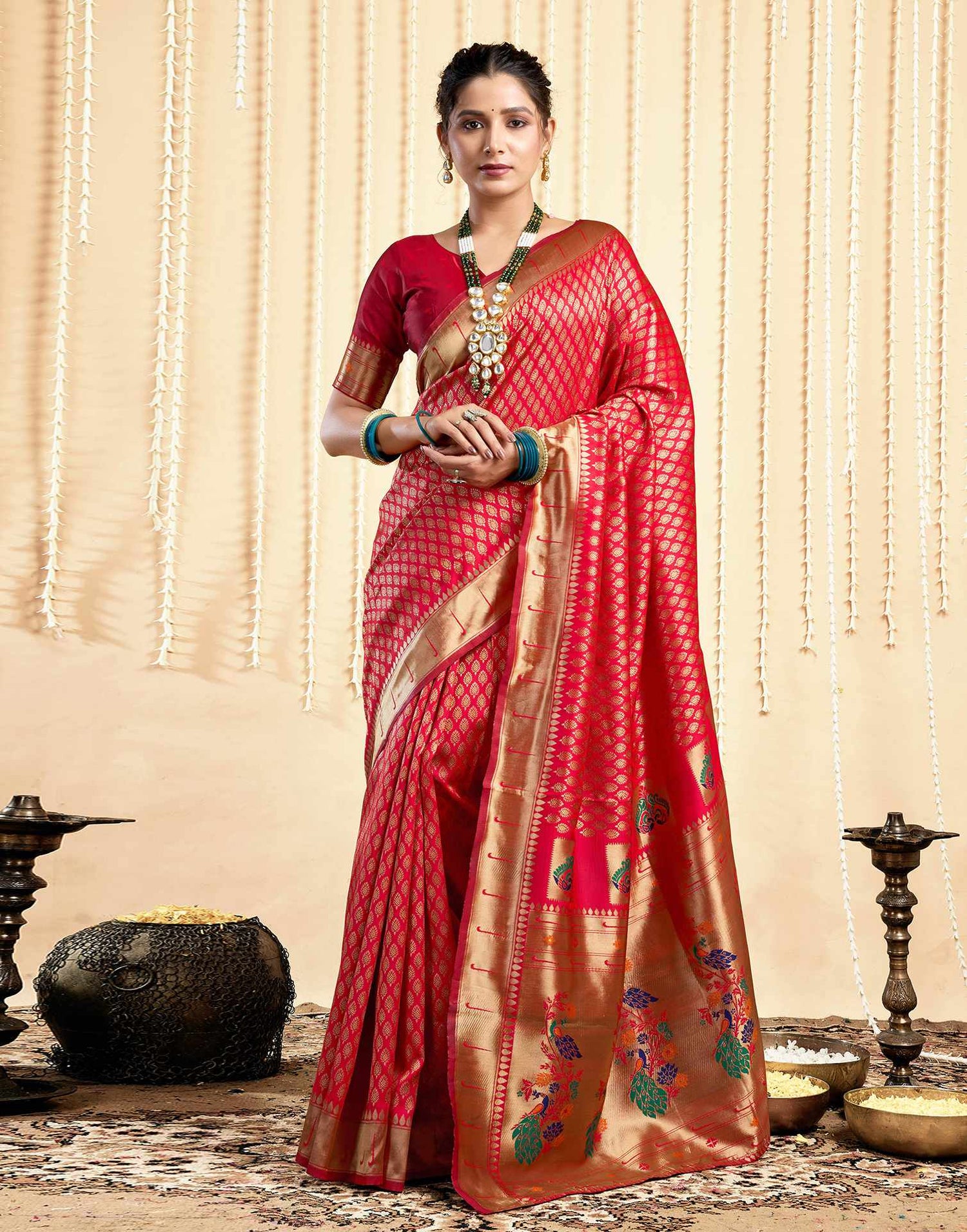 Red Silk Woven Paithani Saree