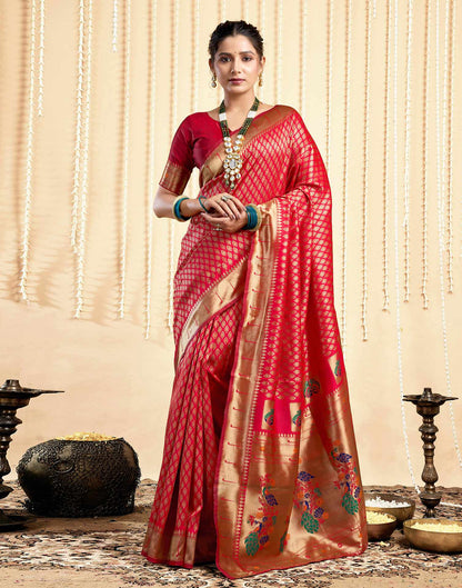 Red Silk Woven Paithani Saree