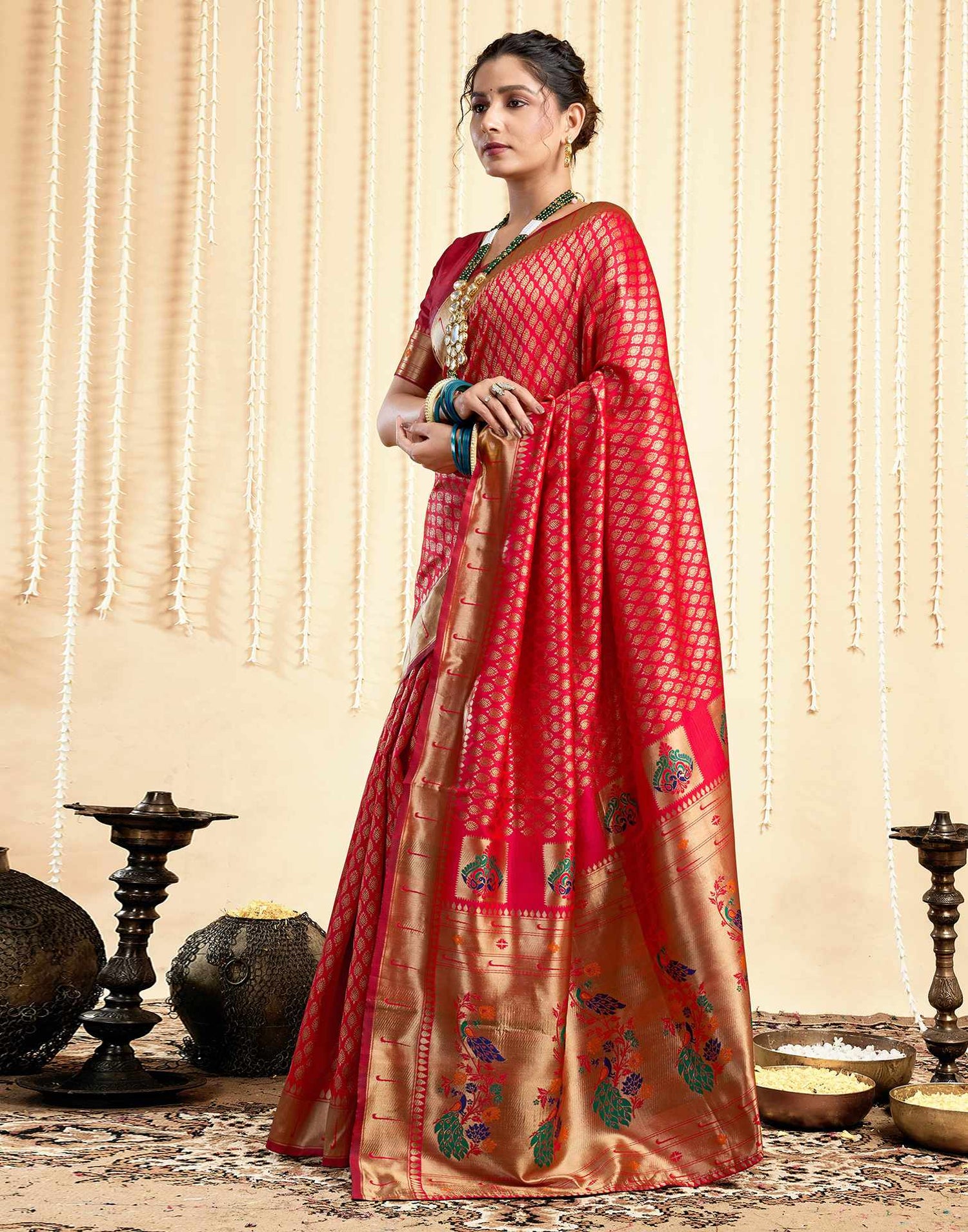 Red Silk Woven Paithani Saree